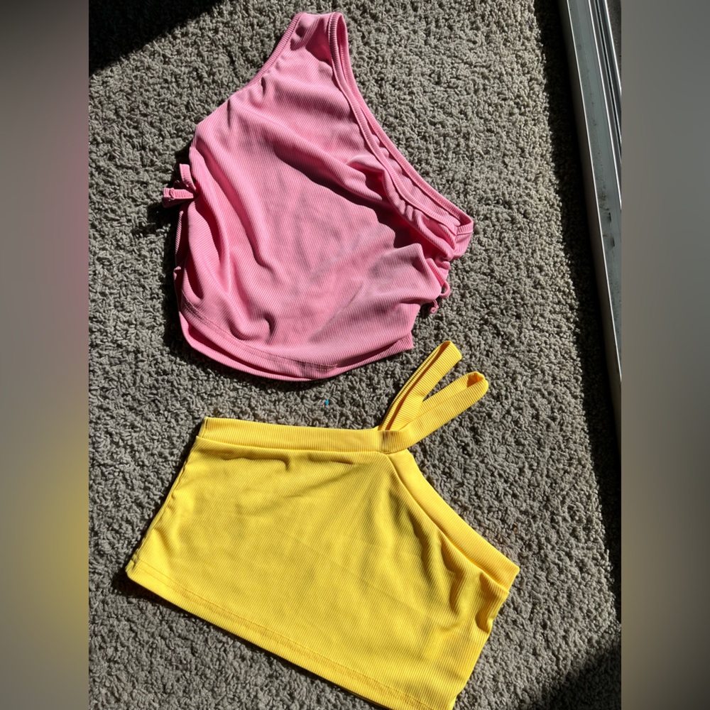Pink and Yellow Kids Tank Tops